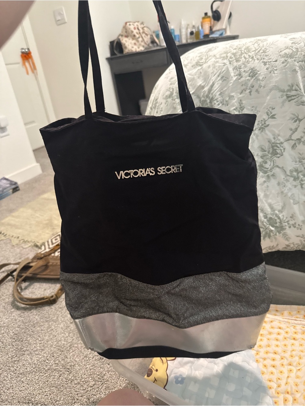 Victoria's Secret Black Tote with Silver Accents